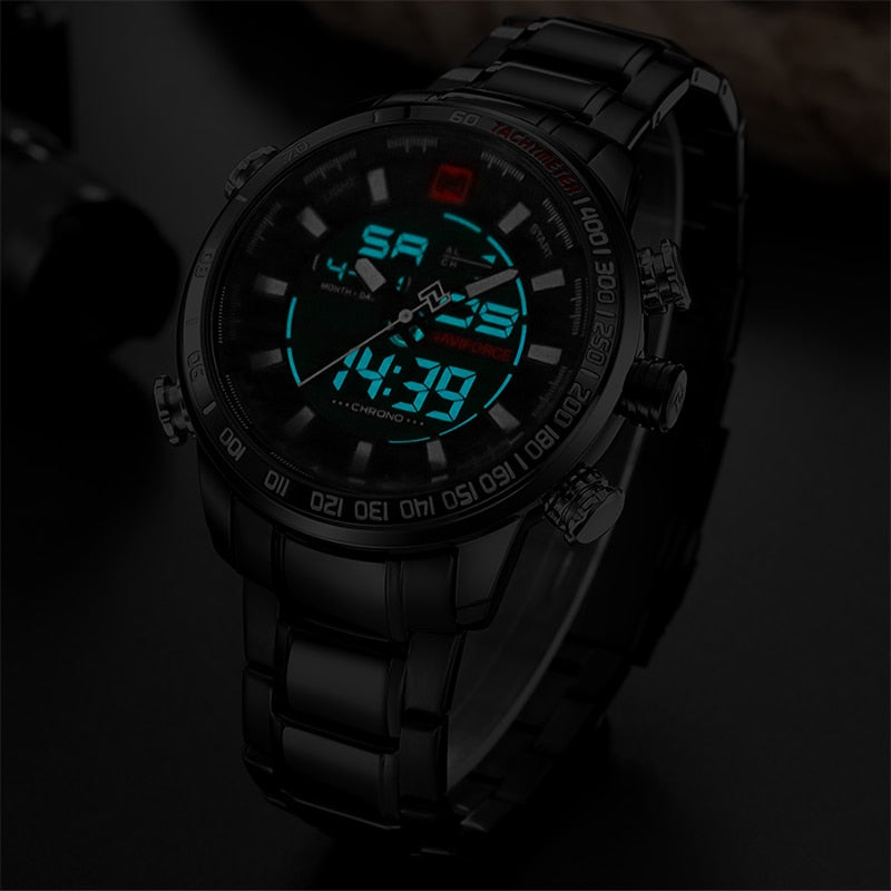 NAVIFORCE Top Brand Men Military Sport Watches Mens LED Analog Digital Watch Male Army Stainless Quartz Clock Relogio Masculino