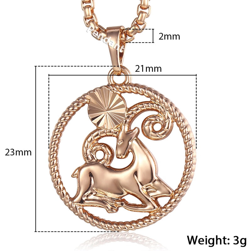 Zodiac Sign 12 Constellation Pendant Necklace for Women Men 585 Rose Gold Womens Necklace Mens Chain Gift Fashion Jewelry GPM21