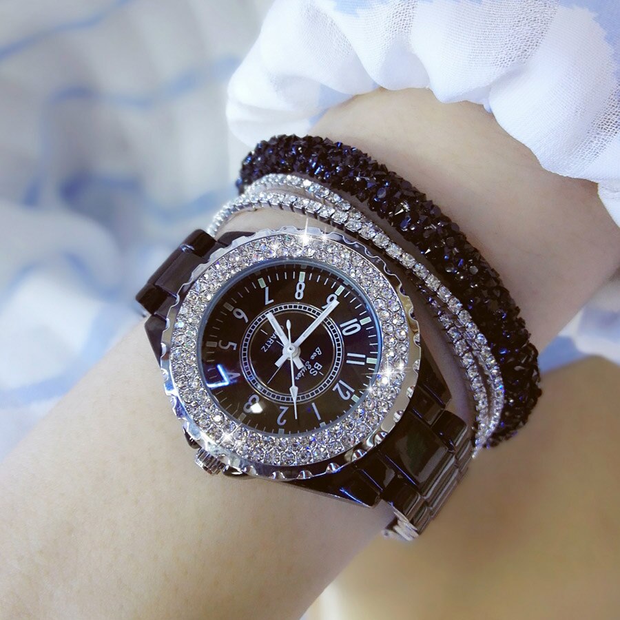 Women Watches 2018 Top Brand Luxury Ceramic Women's Watch Fashion Quartz Women Wrist Watch Diamond White Female Wristwatch 2019
