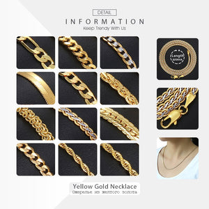 Necklace For Women Men Gold Filled Figaro Rope Snake Curb Cuban Link Chain Mens Womens Fashion Jewelry 18-24" GNN2