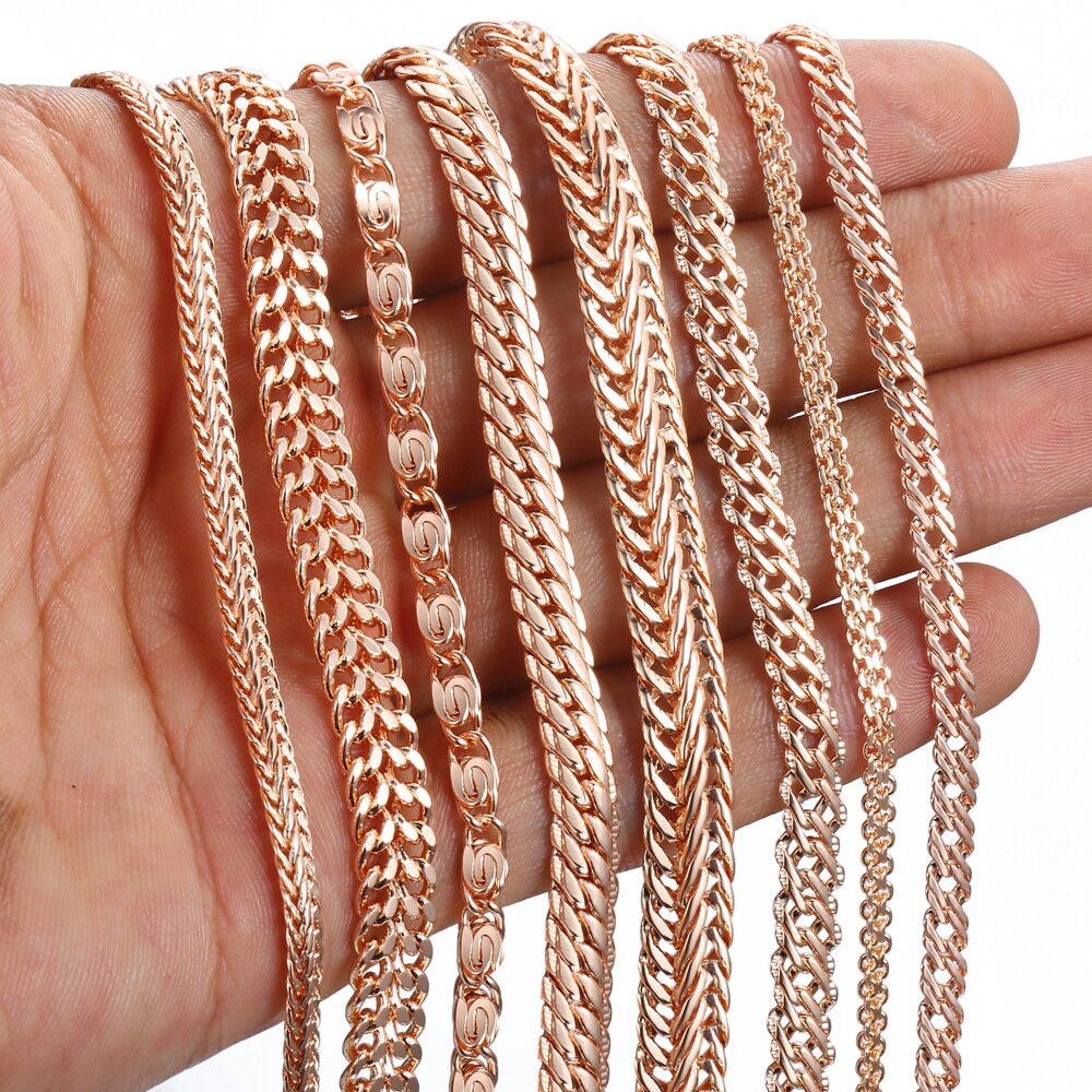 20cm Bracelets For Women Men 585 Rose Gold Curb Snail Foxtail Venitian Link Chains Men's Bracelets Fashion Jewelry Gifts KCBB1