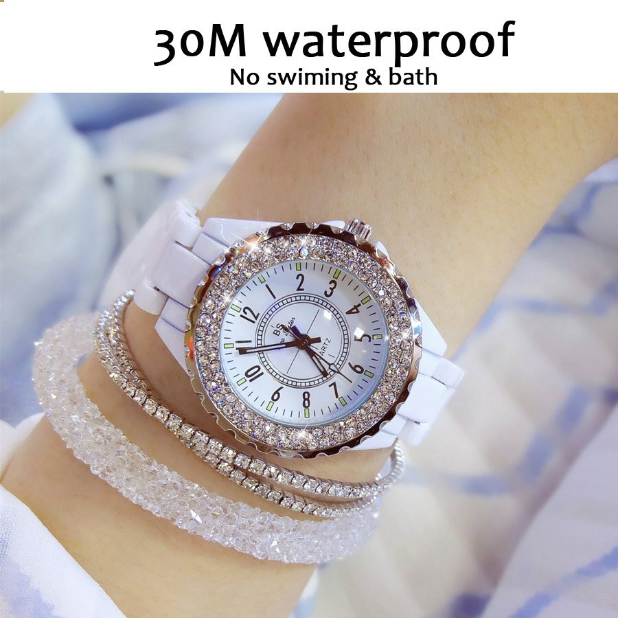 Women Watches 2018 Top Brand Luxury Ceramic Women's Watch Fashion Quartz Women Wrist Watch Diamond White Female Wristwatch 2019