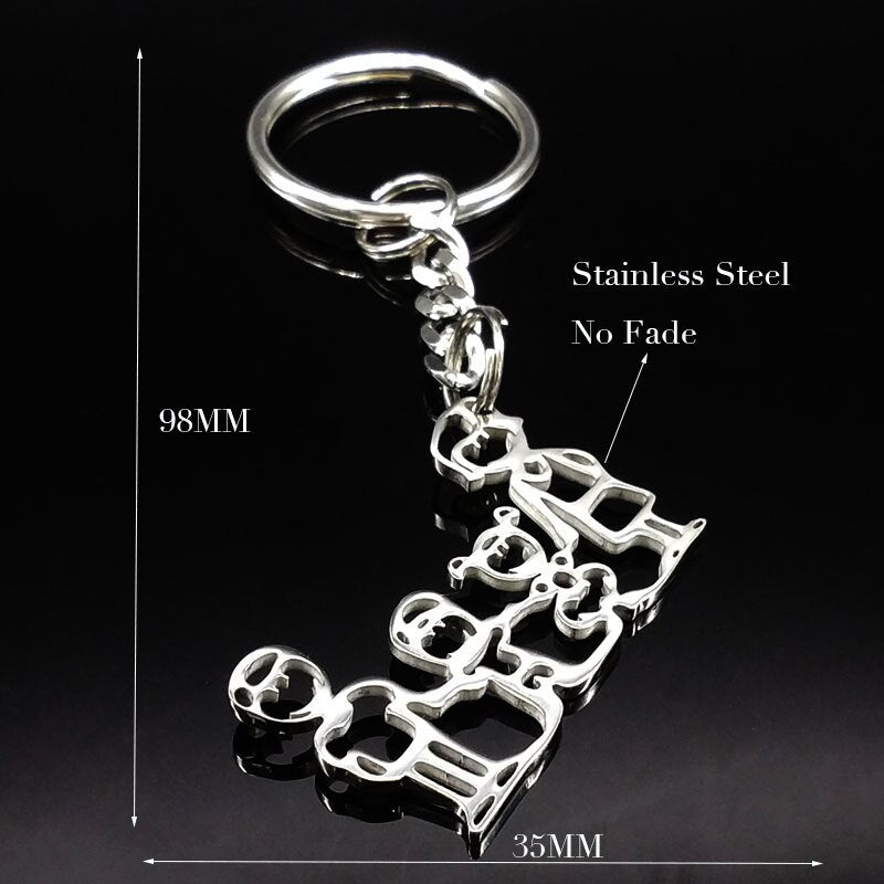 2019 Fashion New Family Stainless Steel Key Rings Jewelry Boy and Girl Silver Color keychain Gifts chaveiros K7641B