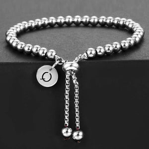 Trendsmax Adjustable Beaded Bracelets Stainless Steel Initial Letter Charm Bracelet for Men Women Jewelry Gift DB249