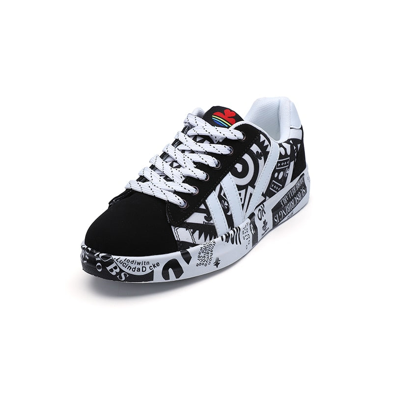 HZXINLIVE 2019 Summer Woman Sneakers White Casual Shoes Lovers Printing Fashion Flat Ladies Vulcanized Shoes zapatos de mujer