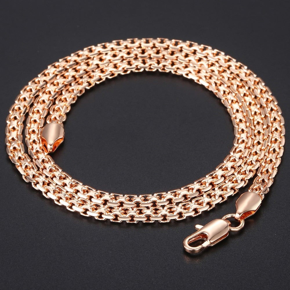 Trendsmax 5mm Necklaces for Women Girls 585 Rose Gold Bismark Link Chain Women's Necklace Fashion Jewelry Gifts 45-50cm GN452