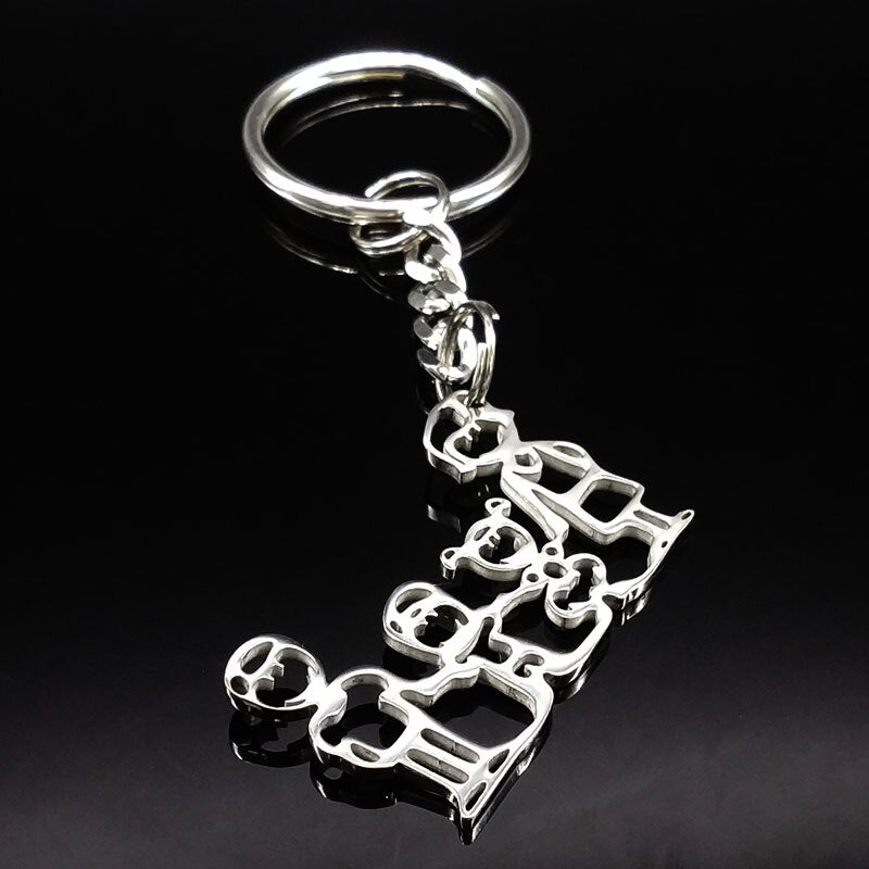 2019 Fashion New Family Stainless Steel Key Rings Jewelry Boy and Girl Silver Color keychain Gifts chaveiros K7641B