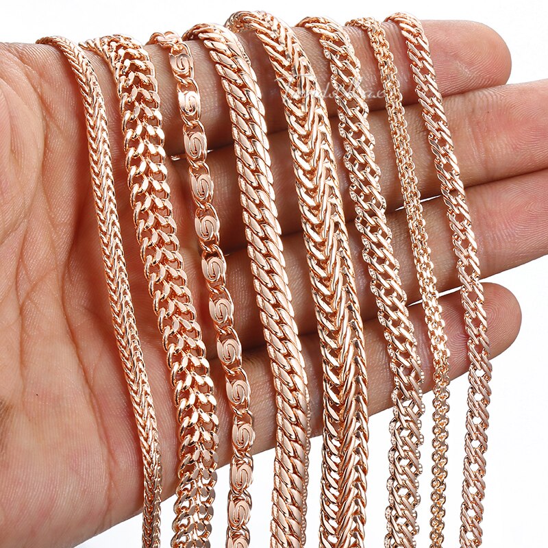 20cm 585 Rose Gold filled Bracelet For Women Men Curb Snail Foxtail Venitian Link Chains Womens Mens Bracelets Fashion Gift CBB1
