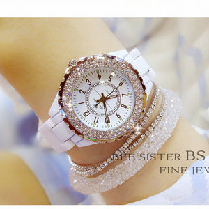 Women Watches 2018 Top Brand Luxury Ceramic Women's Watch Fashion Quartz Women Wrist Watch Diamond White Female Wristwatch 2019