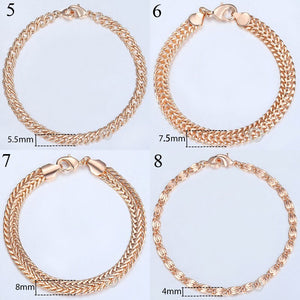 20cm Bracelets For Women Men 585 Rose Gold Curb Snail Foxtail Venitian Link Chains Men's Bracelets Fashion Jewelry Gifts KCBB1