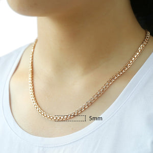 Trendsmax 5mm Necklaces for Women Girls 585 Rose Gold Bismark Link Chain Women's Necklace Fashion Jewelry Gifts 45-50cm GN452