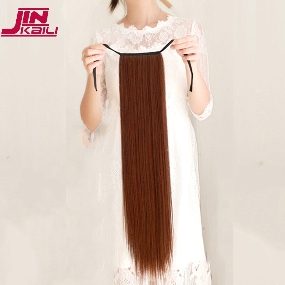 JINKAILI 85cm 32 "Super Long Clip Droit Dans La Queue Faux Cheveux Ponytail Postiche Avec Des Épingles À Cheveux Synthétique Extensions De Queue De Poney