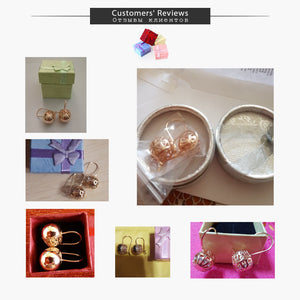Hot Cut Out Ball Earrings For Women Girls 585 Rose Gold Woman Zircon Dangle Earrings Wedding Party Exquisite Jewelry GE66