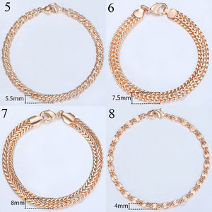 20cm 585 Rose Gold filled Bracelet For Women Men Curb Snail Foxtail Venitian Link Chains Womens Mens Bracelets Fashion Gift CBB1