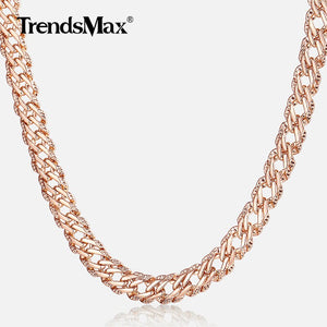 Trendsmax 5mm Necklaces for Women Girls 585 Rose Gold Bismark Link Chain Women's Necklace Fashion Jewelry Gifts 45-50cm GN452