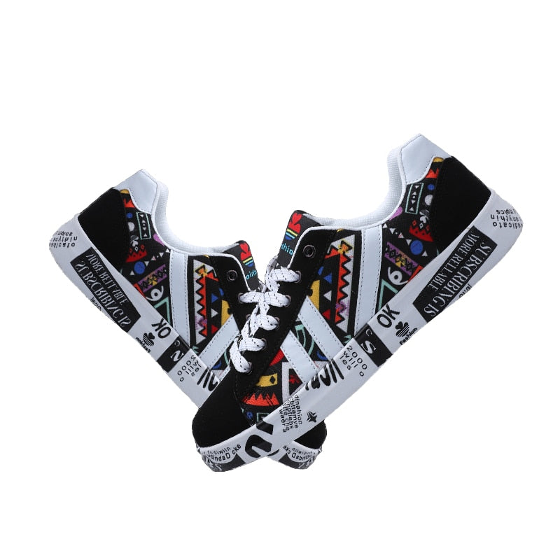 HZXINLIVE 2019 Summer Woman Sneakers White Casual Shoes Lovers Printing Fashion Flat Ladies Vulcanized Shoes zapatos de mujer