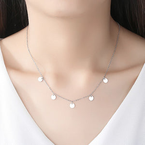 ELESHE 2019 New Luxury Fashion Round Coin Choker Necklace for Women 925 Sterling Silver Chain Necklace Collier Femme