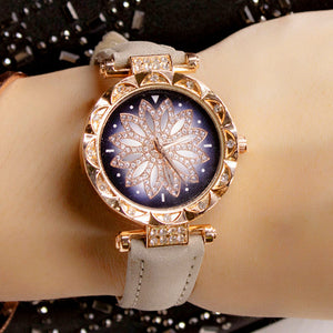 Women Starry Sky Watch Luxury Rose Gold Diamond Watches Ladies Casual Leather Band Quartz Wristwatch Female Clock zegarek damski