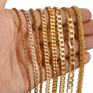 Trendsmax Gold Necklace For Men Women Figaro Rope Cuban Link Chain Necklace Male Collar Fashion Gift Jewelry Hip Hop 18-24" GNN2