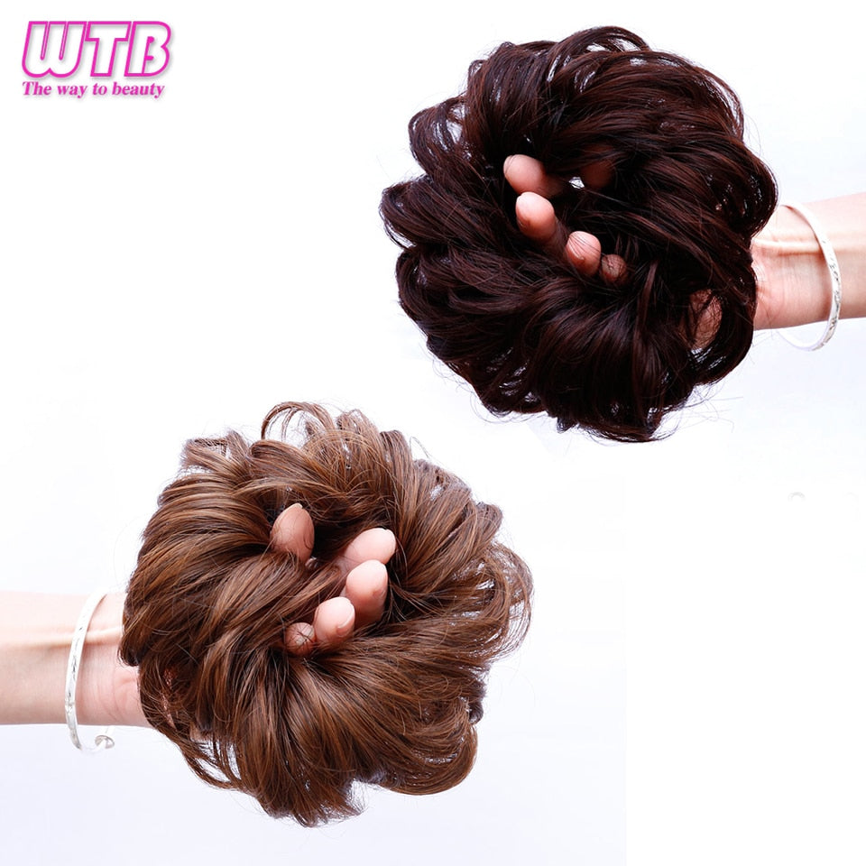 Women Curly Chignon Hair Clip In Hairpiece Extensions Bun for Brides 8 Colors Synthetic High Temperature Fiber Chignon