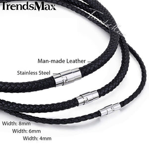Classic Men's Leather Necklace Choker Black Brown Braided Rope Necklace for Men Gifts Wholesale Dropshipping Male Jewelry UNM27