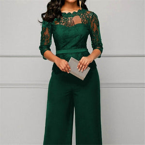Women Summer Party Sexy Jumpsuit Summer Fall Bodycon Lace Sleeve Playsuit Female Fashion Jumpsuit&Romper Long Trousers Clubwear