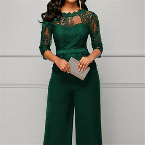 Women Summer Party Sexy Jumpsuit Summer Fall Bodycon Lace Sleeve Playsuit Female Fashion Jumpsuit&Romper Long Trousers Clubwear
