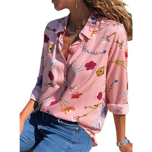women shirts blouse women plus size chiffon blouse flower/strip printed loose long sleeve 2019 summer new full shirt chemisier f