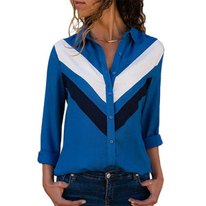 women shirts blouse women plus size chiffon blouse flower/strip printed loose long sleeve 2019 summer new full shirt chemisier f