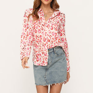 women shirts blouse women plus size chiffon blouse flower/strip printed loose long sleeve 2019 summer new full shirt chemisier f