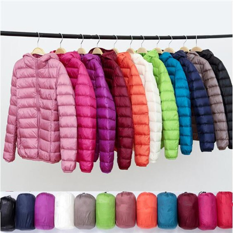 2019 New style Fashion Women 90% White duck down Jacket/Female High quality Super light thin hoodie Slim Down jacket Tops S-3XL