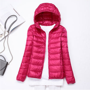 2019 New style Fashion Women 90% White duck down Jacket/Female High quality Super light thin hoodie Slim Down jacket Tops S-3XL