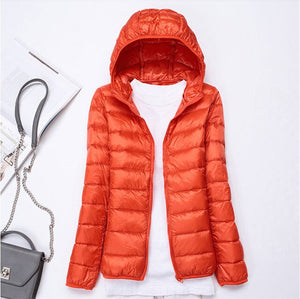 2019 New style Fashion Women 90% White duck down Jacket/Female High quality Super light thin hoodie Slim Down jacket Tops S-3XL