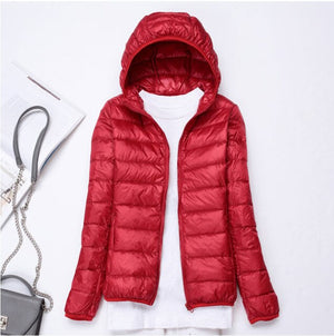 2019 New style Fashion Women 90% White duck down Jacket/Female High quality Super light thin hoodie Slim Down jacket Tops S-3XL