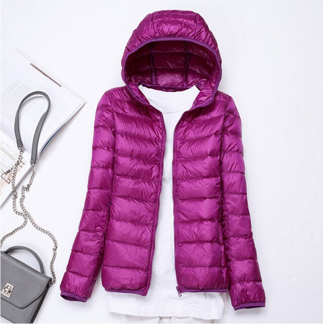 2019 New style Fashion Women 90% White duck down Jacket/Female High quality Super light thin hoodie Slim Down jacket Tops S-3XL