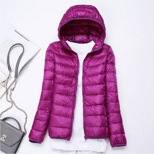 2019 New style Fashion Women 90% White duck down Jacket/Female High quality Super light thin hoodie Slim Down jacket Tops S-3XL