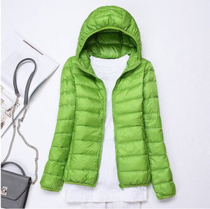 2019 New style Fashion Women 90% White duck down Jacket/Female High quality Super light thin hoodie Slim Down jacket Tops S-3XL