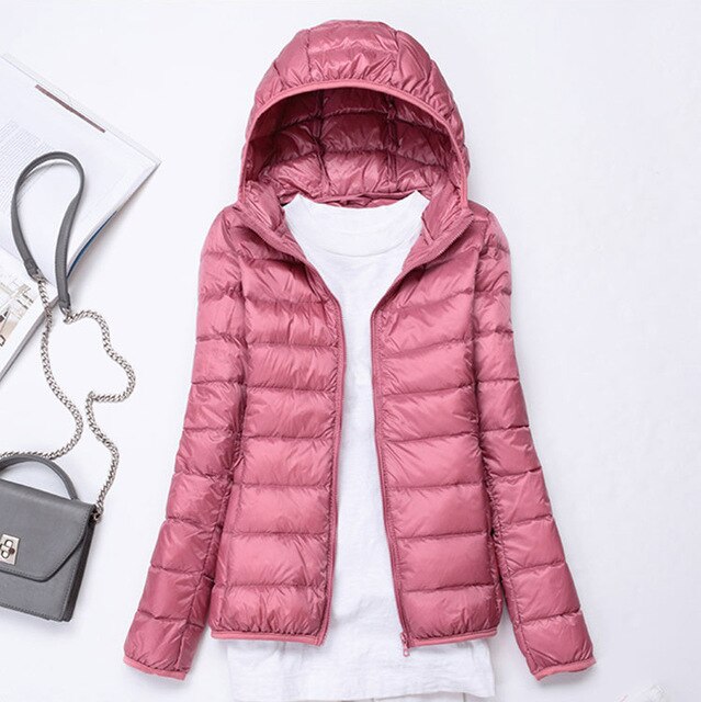 2019 New style Fashion Women 90% White duck down Jacket/Female High quality Super light thin hoodie Slim Down jacket Tops S-3XL
