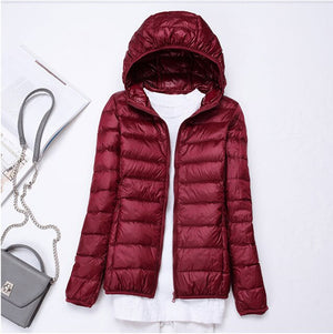2019 New style Fashion Women 90% White duck down Jacket/Female High quality Super light thin hoodie Slim Down jacket Tops S-3XL