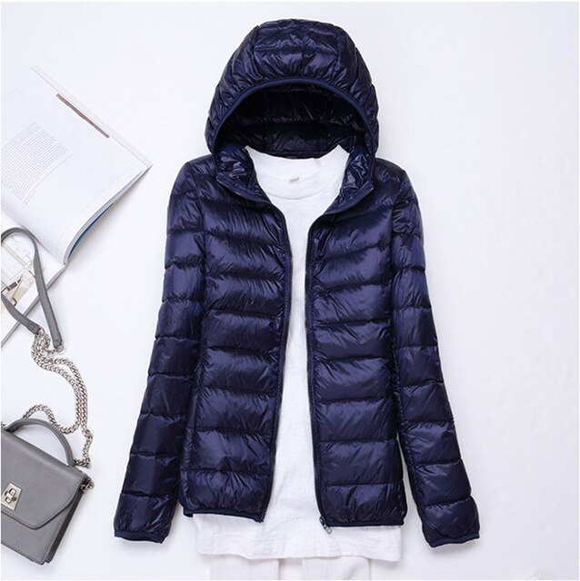 2019 New style Fashion Women 90% White duck down Jacket/Female High quality Super light thin hoodie Slim Down jacket Tops S-3XL