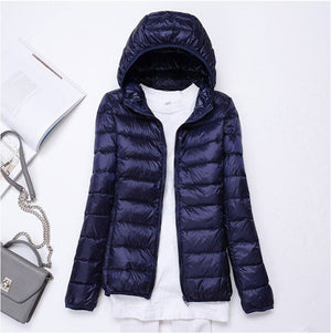 2019 New style Fashion Women 90% White duck down Jacket/Female High quality Super light thin hoodie Slim Down jacket Tops S-3XL