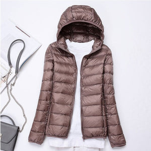 2019 New style Fashion Women 90% White duck down Jacket/Female High quality Super light thin hoodie Slim Down jacket Tops S-3XL