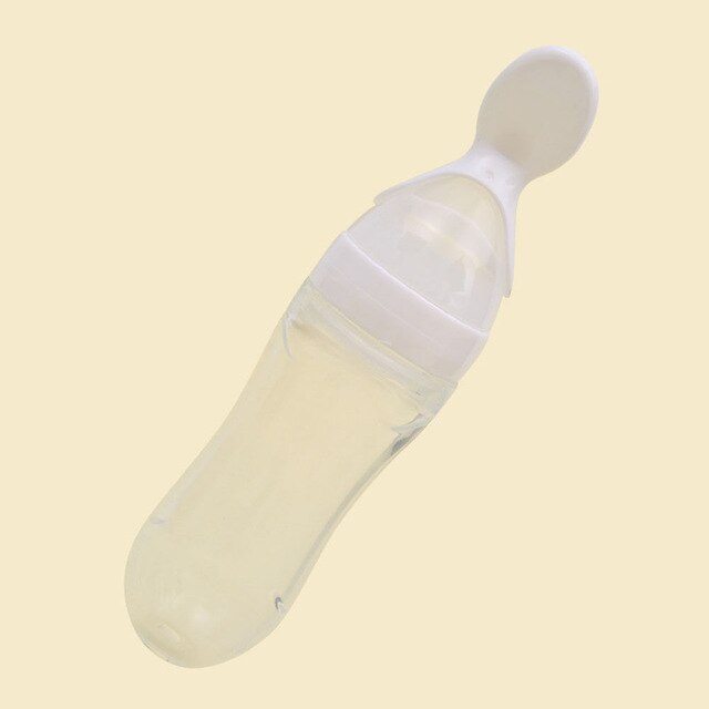 Safety  Baby Feeding Bottle with Spoon Feeder Food Rice Milk Feeding Silicone Infant Cereal Bottle 90ML
