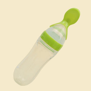 Safety  Baby Feeding Bottle with Spoon Feeder Food Rice Milk Feeding Silicone Infant Cereal Bottle 90ML