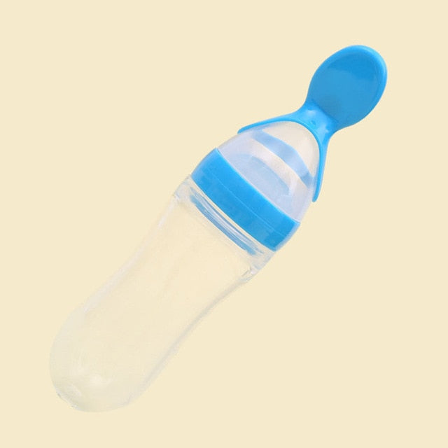 Safety  Baby Feeding Bottle with Spoon Feeder Food Rice Milk Feeding Silicone Infant Cereal Bottle 90ML