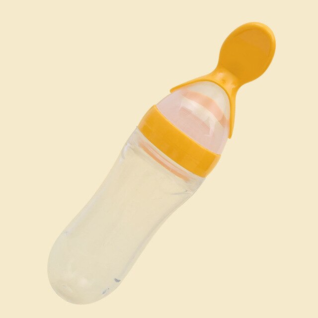 Safety  Baby Feeding Bottle with Spoon Feeder Food Rice Milk Feeding Silicone Infant Cereal Bottle 90ML