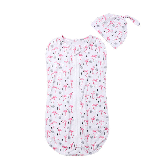 2019 Baby Sleeping Wear Clothing 0-6M Newborn Infant Kids Baby Girls Boys Zipper Sleeping Bags+Hats 2pcs Cartoon Cotton Blanket