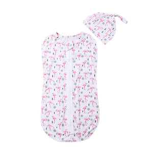 2019 Baby Sleeping Wear Clothing 0-6M Newborn Infant Kids Baby Girls Boys Zipper Sleeping Bags+Hats 2pcs Cartoon Cotton Blanket