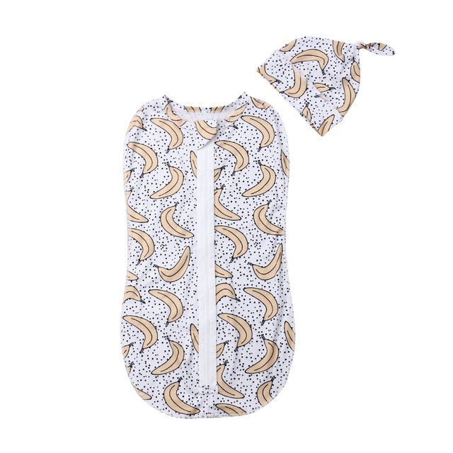 2019 Baby Sleeping Wear Clothing 0-6M Newborn Infant Kids Baby Girls Boys Zipper Sleeping Bags+Hats 2pcs Cartoon Cotton Blanket