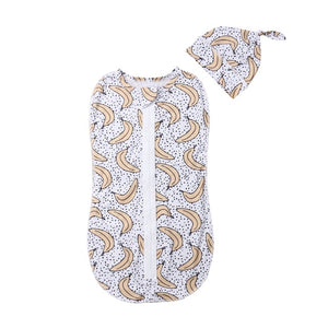 2019 Baby Sleeping Wear Clothing 0-6M Newborn Infant Kids Baby Girls Boys Zipper Sleeping Bags+Hats 2pcs Cartoon Cotton Blanket
